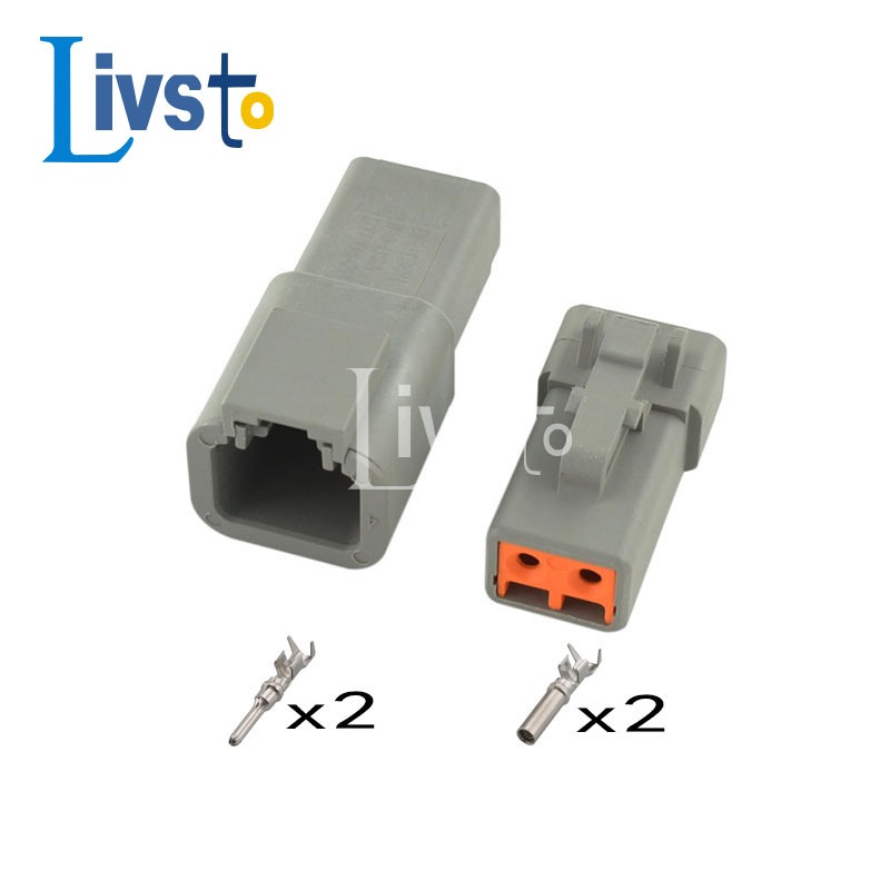 1 ชุด Deutsch DTP สีเทา 2 ขาชายหญิงกันน้ําไฟฟ้าตัวเชื่อมต่ออัตโนมัติ DTP06-2S DTP04-2P