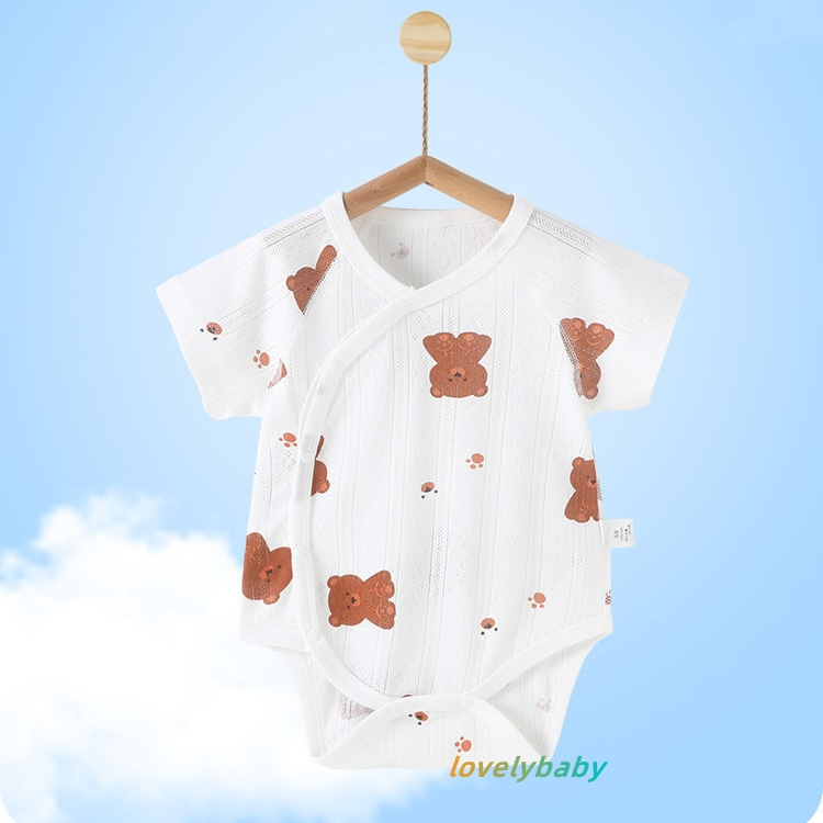 0 ~ 24เดือนเด็กผ้าฝ้ายเสื้อคลุมหลวมๆแขนสั้นเด็กวัยหัดเดิน ชุดจั๊มสูท ทารกแรกเกิดน่ารักพิมพ์ฤดูร้อนชุดชุดนอน
