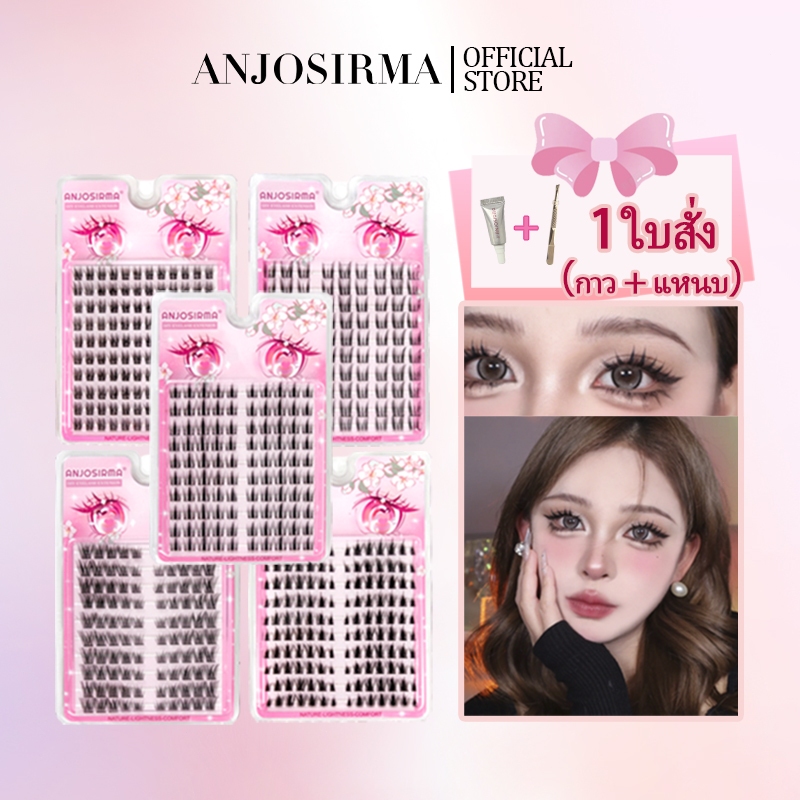 ANJOSIRMA 10 แถวขนตาปลอมกรณีบางเฉียบเส้นใยธรรมชาติแยกขนตาปลอมสำหรับผู้เริ่มต้น