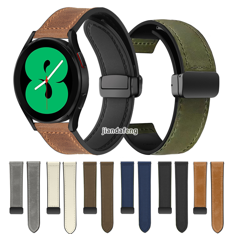 D หัวเข็มขัดแม่เหล็กพับ Clasp Band หนังซิลิโคนกีฬาสําหรับ Samsung Galaxy นาฬิกา 4 5 6 7 40 มม.44 มม.คลาสสิก Watch5 pro Active 2 เกียร์กีฬา