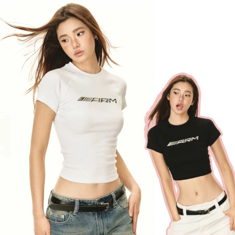 เสื้อยืด เปิดไหล่ด้านหน้า สีขาว สไตล์ยุโรป และอเมริกา เหมาะกับฤดูร้อน สําหรับผู้หญิง