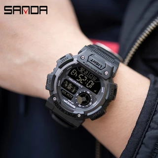 Sanda 6009/in stock รายการใหม่เดิมกันน้ำนาฬิกาดิจิตอลมัลติฟังก์ชั่นาฬิกาดิจิตอลผู้ชายแฟชั่นหรูหราผู้ชายนาฬิกาสันทนาการมัลติฟังก์ชั่