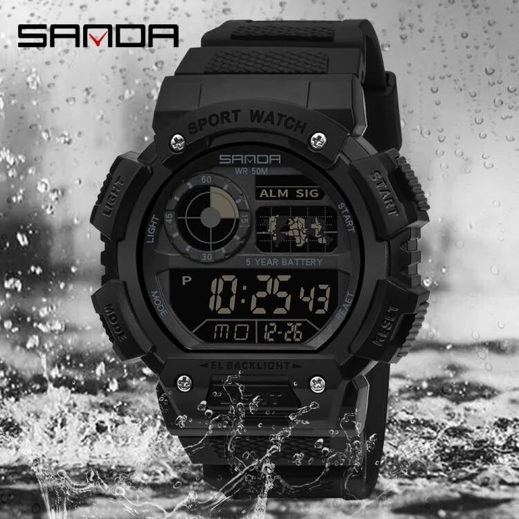 Sanda 6009/in stock รายการใหม่เดิมนาฬิกากันน้ำนาฬิกาดิจิตอลมัลติฟังก์ชั่นาฬิกาดิจิตอลผู้ชายแฟชั่นหรูหราผู้ชายนาฬิกาสันทนาการมัลติฟังก์ชั่