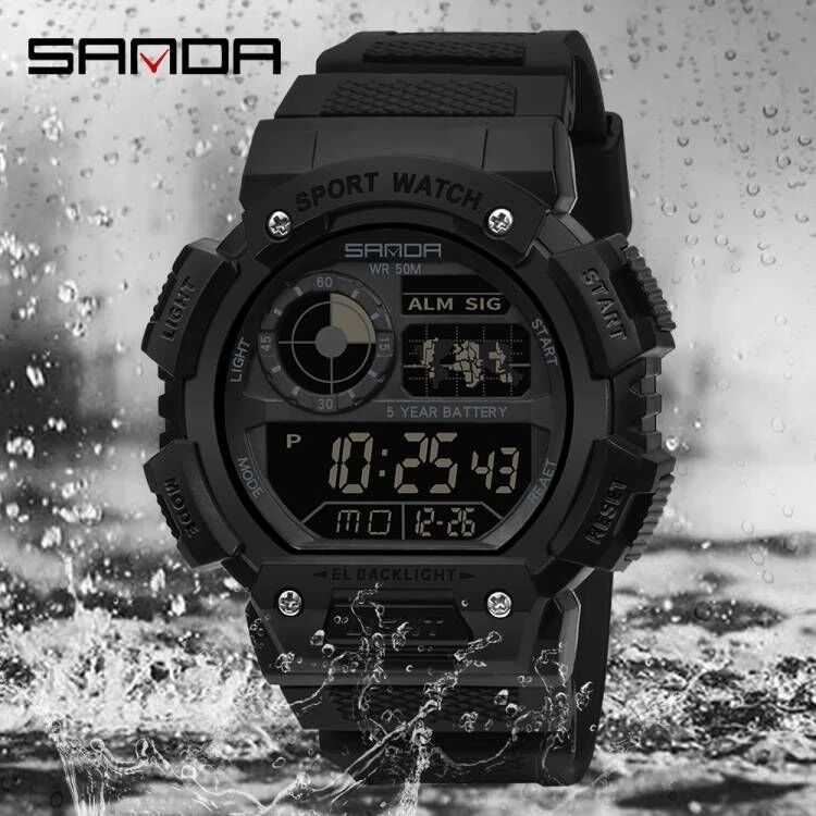 Sanda 6009/in stock รายการใหม่เดิมกันน้ำนาฬิกาดิจิตอลมัลติฟังก์ชั่นาฬิกาดิจิตอลผู้ชายแฟชั่นหรูหราผู้ชายนาฬิกาสันทนาการมัลติฟังก์ชั่