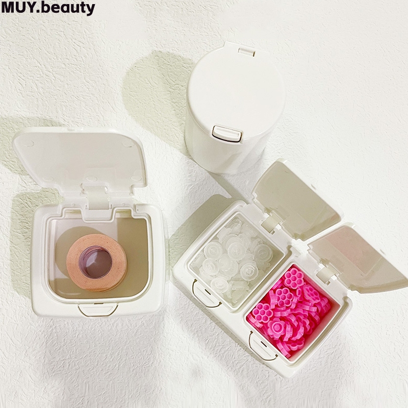 Mini Desktop Organizer พร้อมฝาปิด - Pop-Up Cotton Swab & กล่องเก็บเครื่องสําอาง,ภาชนะพลาสติกกันฝุ่นสําหรับอุปกรณ์ห้องน้ํา