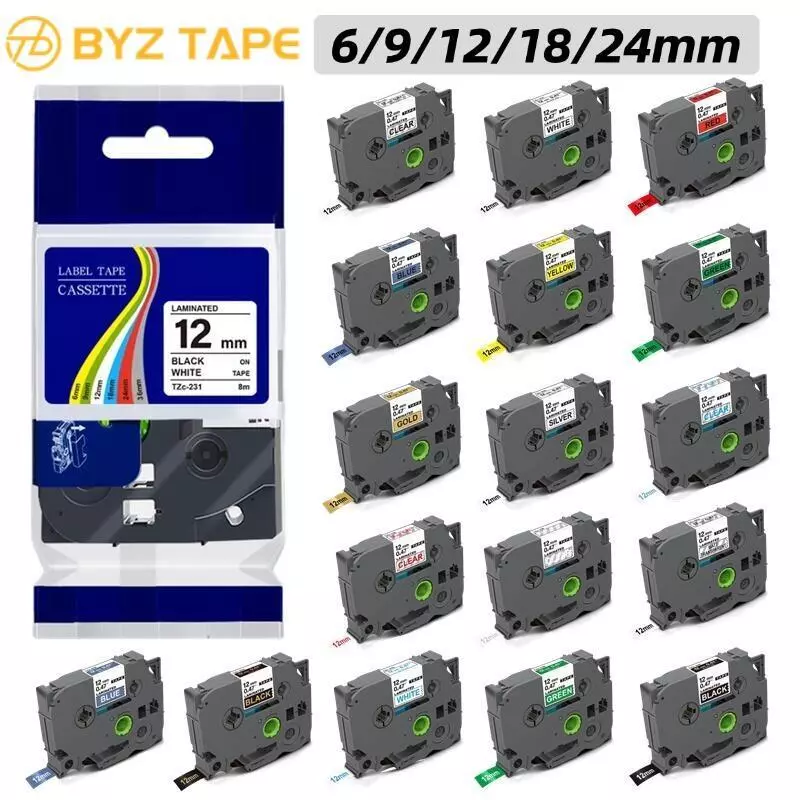 เทปป้ายลามิเนต TZE231 6-24 มม. สําหรับเครื่องพิมพ์ Brother P-Touch PT-H110 PT-D200 PT-D210/D450/D600