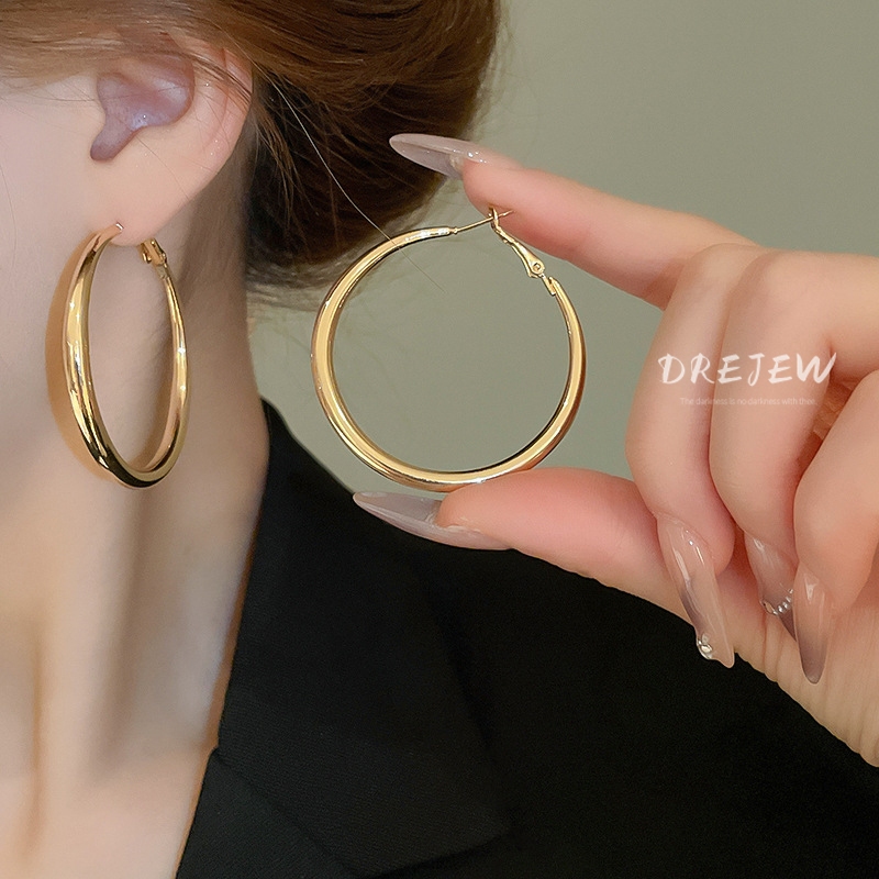 DREJEW เดรช 925 เงินเข็มข้ามพรมแดนใหม่ระดับไฮเอนด์ธรรมดาต่างหูห่วงยุโรปและอเมริก