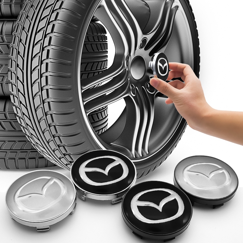 Mazda 4 ชิ้น/1 ชุด 60 มิลลิเมตรดุมล้อรถฝาครอบศูนย์โลโก้รถหมวกเหมาะสําหรับ Mazda 2 3 6 CX-2 MX-5 CX-5 CX-30 ATENZA