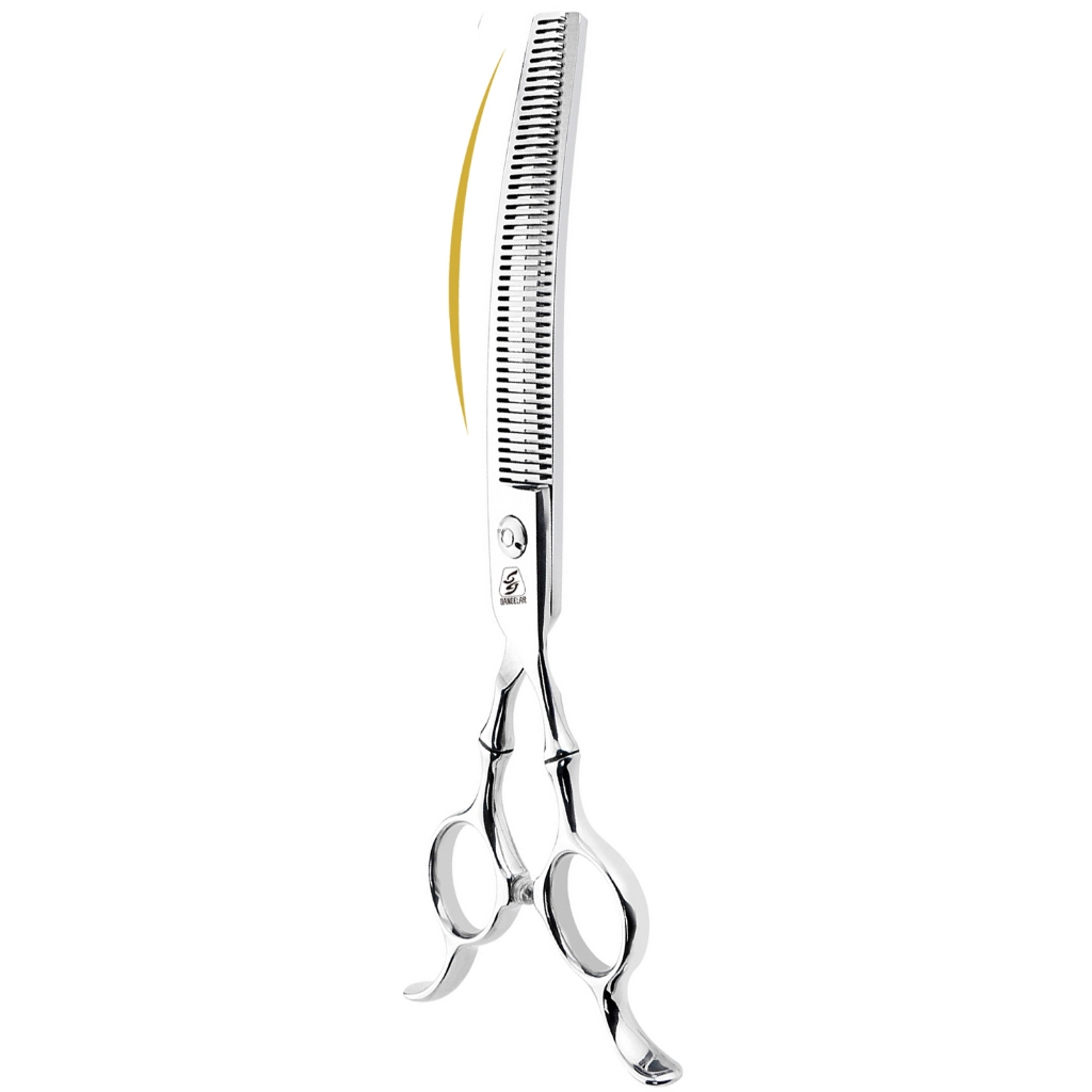 Sangelar 7 นิ้ว กรรไกรตัดขนสัตว์แบบบางและโค้งระดับสูง, มีให้เลือก 2 แบบ: ขจัดขน 20%-35% และ 40%-55%, ดีไซน์หรูหรา (มาพร้อมกับกระเป๋า)