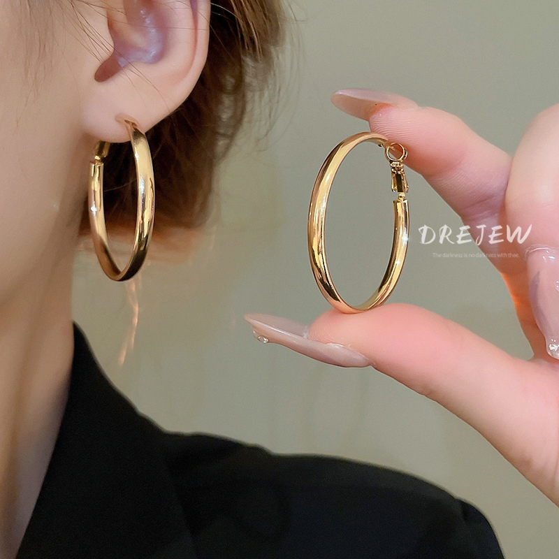 DREJEW เดรช 925 เงินเข็มข้ามพรมแดนสไตล์ใหม่เรขาคณิตเรียบง่ายต่างหูห่วงธรรมดาแสงหรูหราทันสมัยออกแบบต่างหูต่างหูอเนกประสงค์ระดับไฮเอนด์ไม่แพ้ง่าย