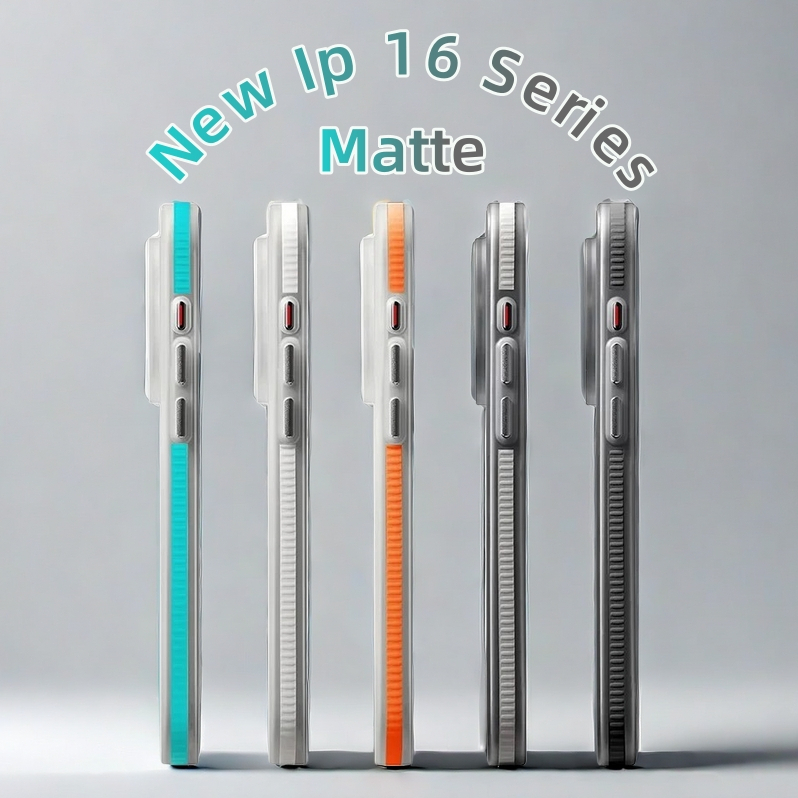 【Anti-slip strips/Corrugated stripes/Matte Acrylic hard case/Orange】เคส compatible for iPhone 12 13 14 15 16 pro max case