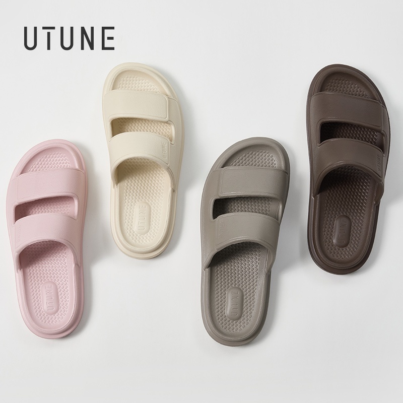 UTUNE สายคู่ ไม่จํากัดเพศ รองเท้าแตะในร่มรองเท้าแตะกันลื่นแฟชั่นฤดูร้อนหลายสีรองเท้าแตะกลางแจ้งตั้งแคมป์รองเท้าแตะ