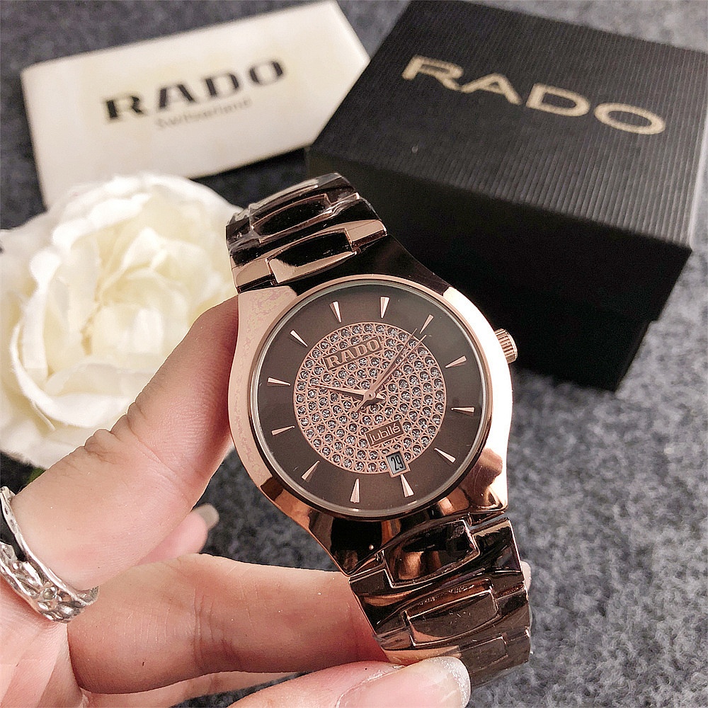 Rado Top นาฬิกาผู้หญิงธุรกิจแฟชั่นลําลองสแตนเลสนาฬิกาผู้หญิงนาฬิกา