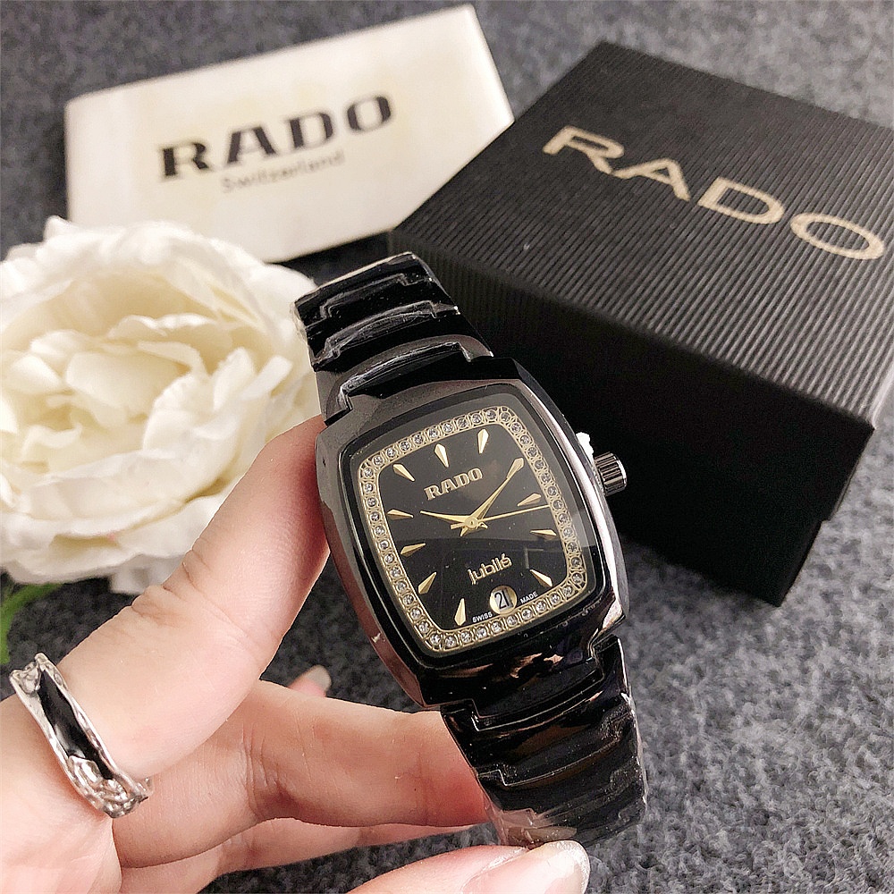 Rado Top นาฬิกาผู้หญิงธุรกิจแฟชั่นลําลองสแตนเลสนาฬิกาผู้หญิงนาฬิกา