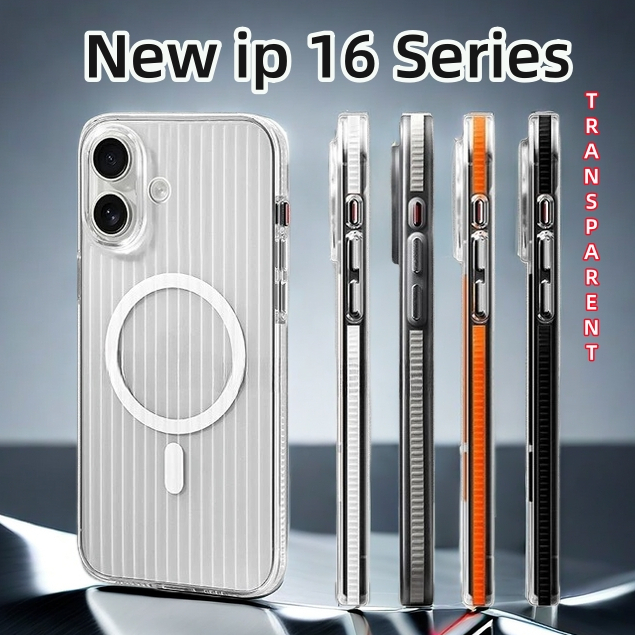 【Anti-slip strips/Corrugated stripes/Transparent Pc hard case/Cyan】เคส compatible for iPhone 12 13 14 15 16 pro max case