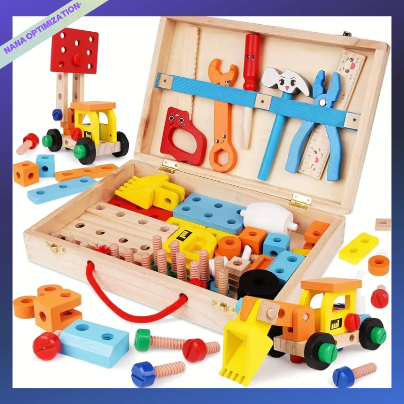 ของเล่นไม้เด็ก ชุดเครื่องมือไม้ DIY ของขวัญเด็ก 3 ปีขึ้นไป