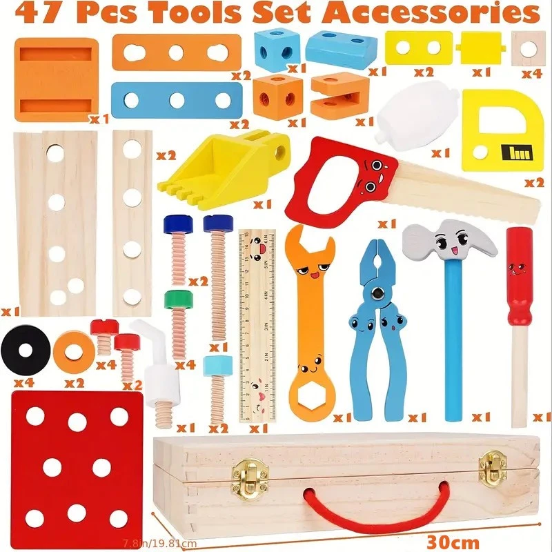 ของเล่นไม้เด็ก ชุดเครื่องมือไม้ DIY ของขวัญเด็ก 3 ปีขึ้นไป thumbnail 7