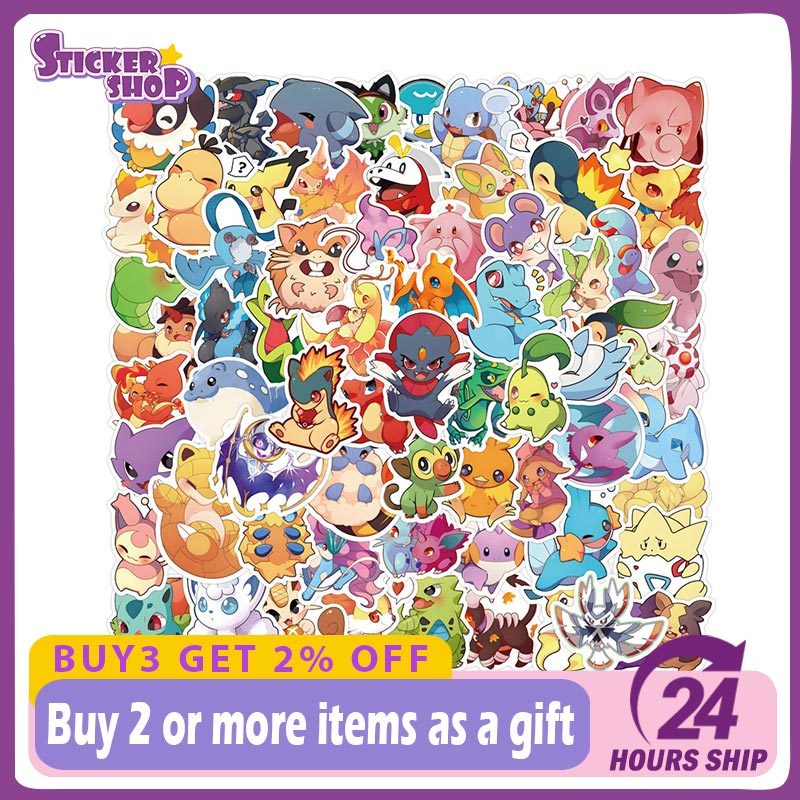 100ชิ้นถามรุ่นโปเกมอนสติ๊กเกอร์กราฟฟิตีแล็ปท็อปกระเป๋าเดินทางสติกเกอร์กันน้ําเด็กของขวัญวันเกิด