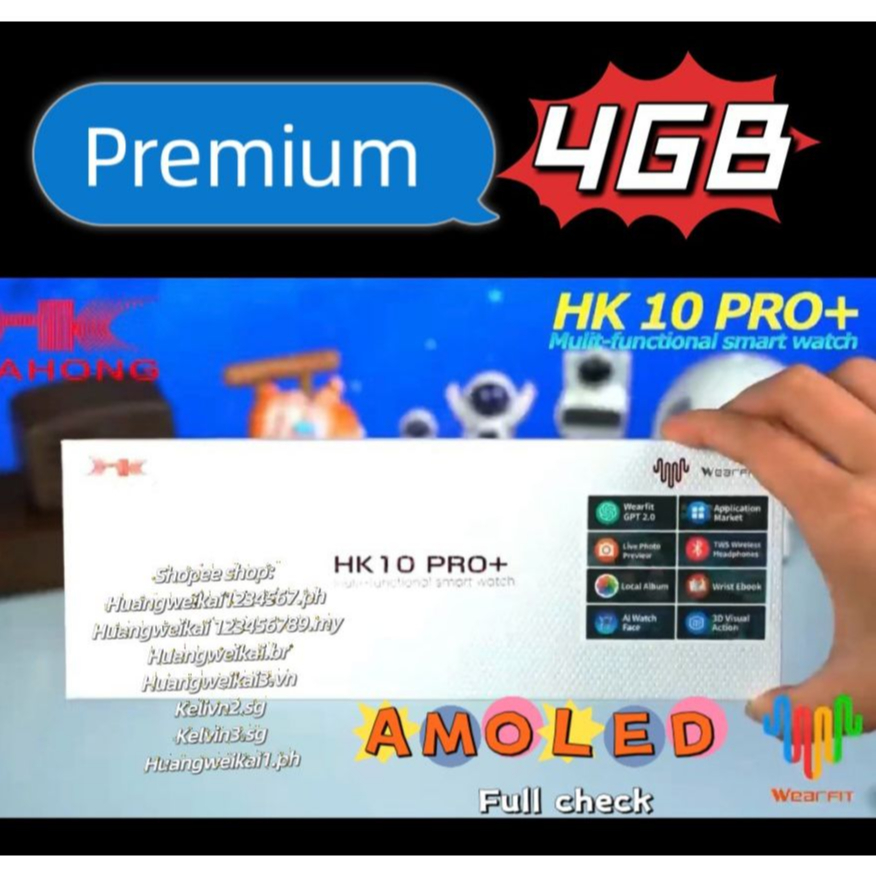 hong Kong 2025 ล่าสุด 4GB HK10 pro+ จริง AMOLED สมาร์ทวอท์ชผู้ชาย ChatGPT NFC Smartwatch 4GB ROM Dyn