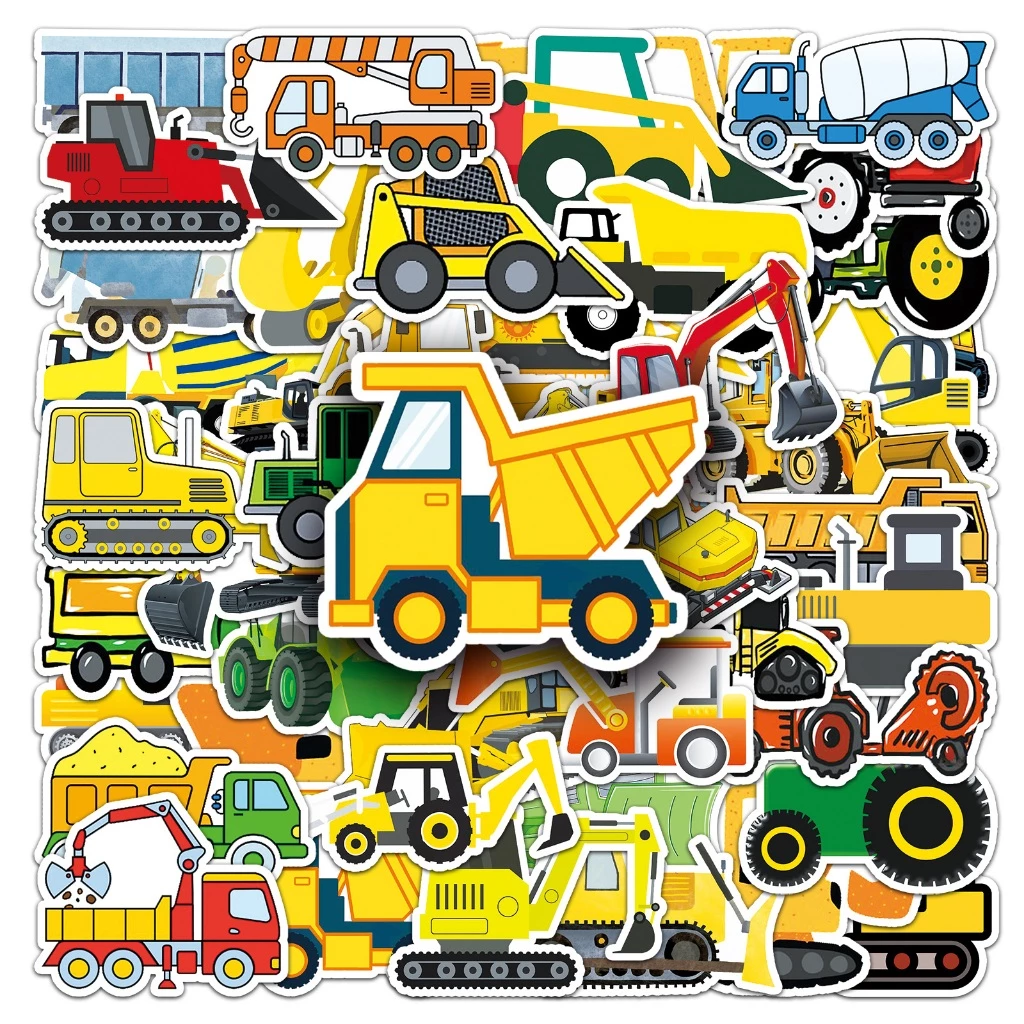 ตลก 50 ชิ้นการ์ตูนวิศวกรรมยานพาหนะสติกเกอร์กันน้ํา DIY สําหรับโทรศัพท์แล็ปท็อปรถสติกเกอร์ Creative Home Decal