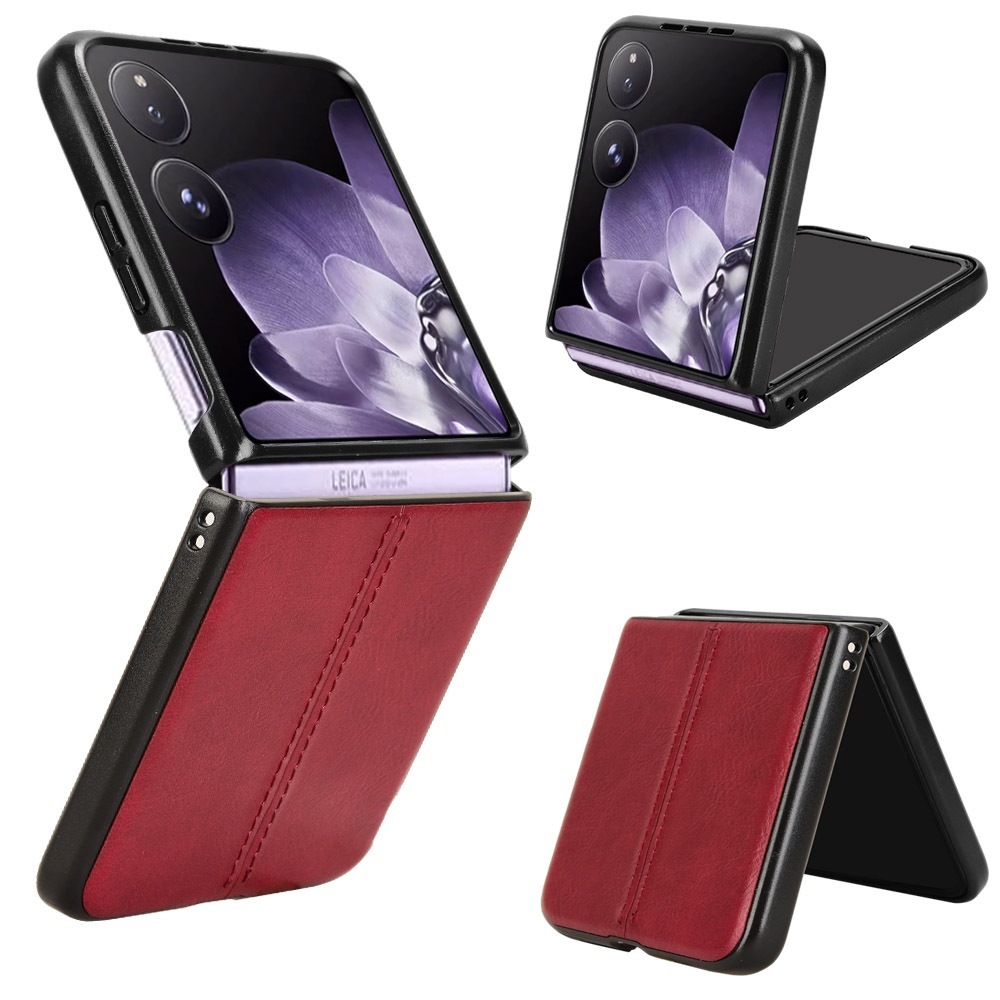 เหมาะสําหรับ Xiaomi MIX Flip เคสโทรศัพท์แบบพับได้หนังวัวเย็บย้อนยุค
