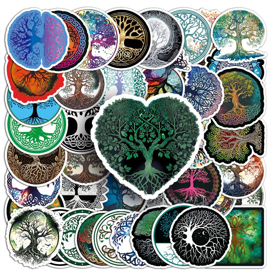50 ชิ้น Tree of Life Creative Original สติกเกอร์สําหรับแล็ปท็อป/โทรศัพท์/หมวกกันน็อก/มอเตอร์/รถ DIY กันน้ํา Graffiti สติกเกอร์ Home Decal