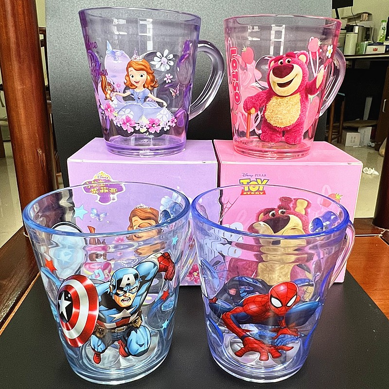 Disney Strawberry Bear Spiderman ถ้วยแปรงสีฟันสําหรับเด็ก Princess Sophia ถ้วยน้ํายาบ้วนปากเด็ก Marvel กระบอกฟัน