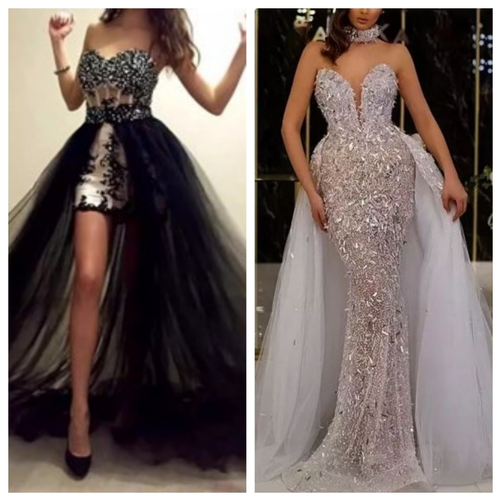 ชุดกระโปรงแต่งงาน ถอดออกได้ สีขาว ดํา แดง