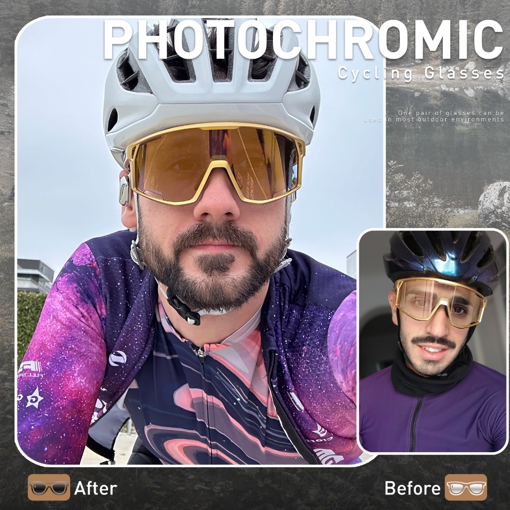 Kapvoe แว่นตากีฬากลางแจ้ง Photochromic เปลี่ยนสี UV400 สําหรับปั่นจักรยาน ผู้ชาย/ผู้หญิง กันยูวี กันกระแทก