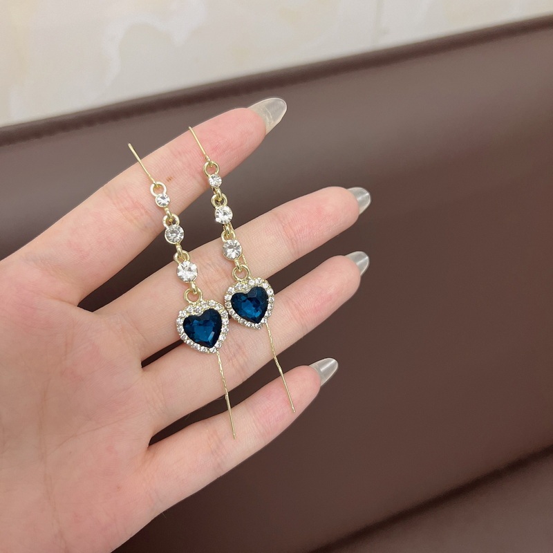 Yx หัวใจสีดํา Rhinestone Dangle ต่างหูของขวัญวันหยุดผู้หญิงเครื่องประดับอุปกรณ์เสริม