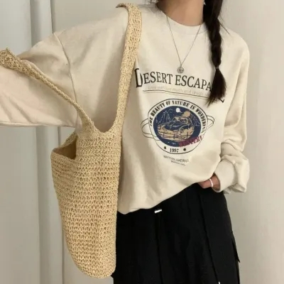 NZN แฟชั่นเกาหลีสุภาพสตรีกํามะหยี่และหนาเสื้อสเวตเตอร์แขนยาวคอกลมหลวม