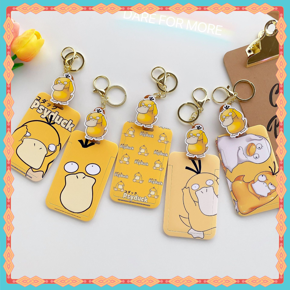 ใหม่ Psyduck Multi-Function Retractable Card Holder ป้ายชื่อ ID Holder สะดวก Swip Card ID Card Bank 