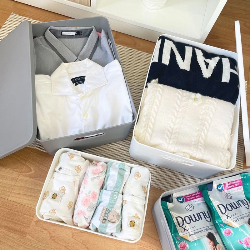 【GREENIKA】ลังใส่ของพลาสติกอเนกประสงค์ มี4ขนาด มีฝาล็อค ด้ามจับ จัดระเบียบบ้าน ที่เก็บของ - รูปที่ 7