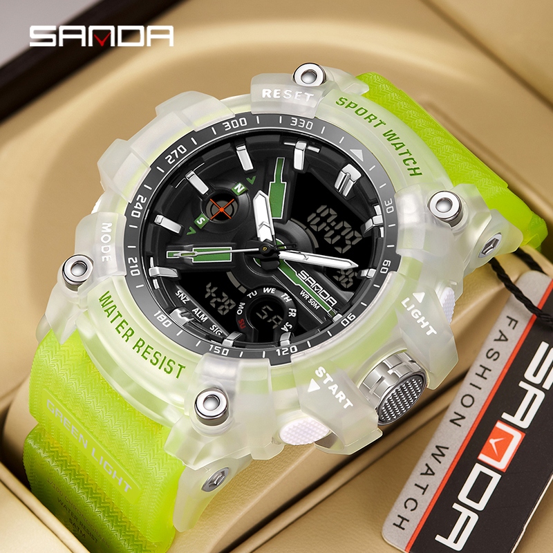 Sanda 3179/in stock กันน้ํา Luminous Casual Analog-Digital นาฬิกามัลติฟังก์ชั่นกันกระแทกกีฬานาฬิกา
