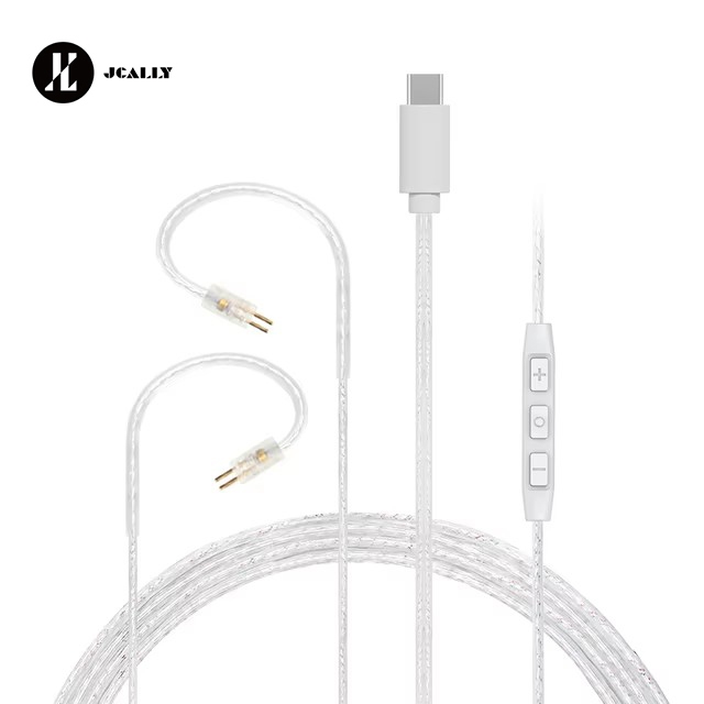JCALLY PJ3 5N สูง Pure OFC Silver-plated หูฟังสายในตัว DAC ชิปพร้อมไมโครโฟนสําหรับ KZ EDX PRO AS16 P