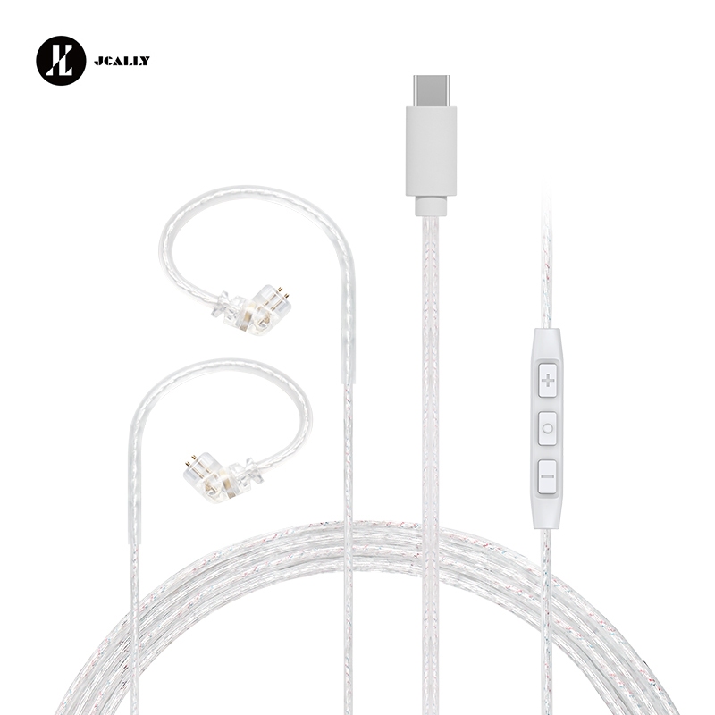 JCALLY PJ3 5N สูง Pure OFC Silver-plated หูฟังสายในตัว DAC ชิปพร้อมไมโครโฟนสําหรับ KZ EDX PRO AS16 P