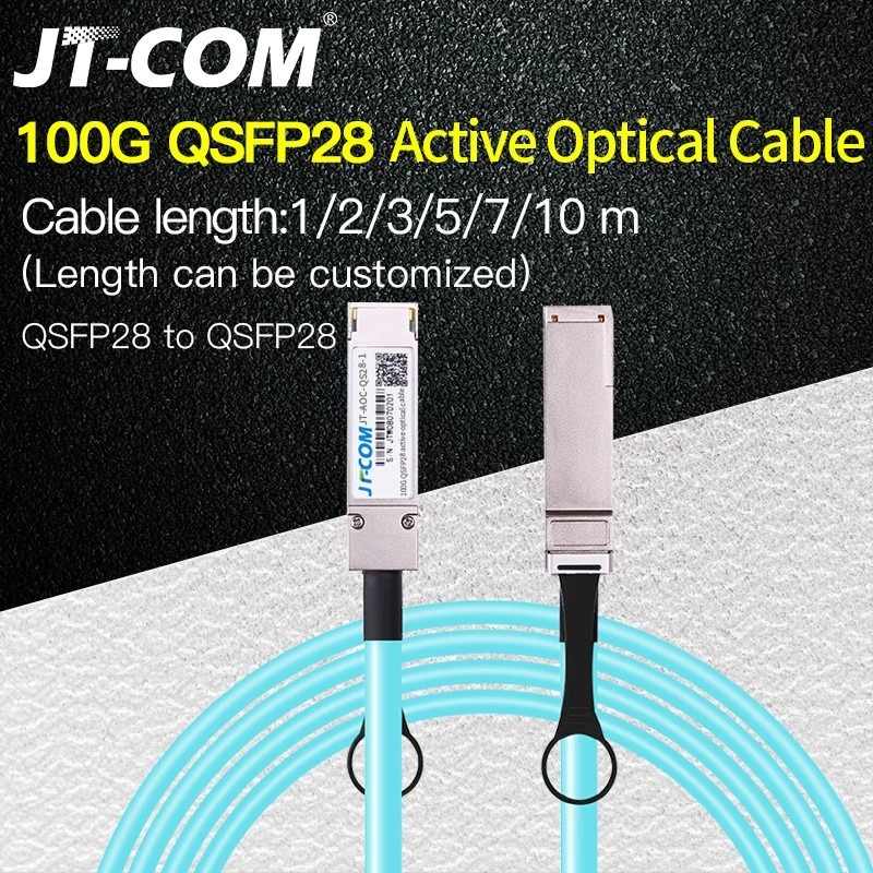 JT-COM 100g QSFP28 ถึง QSFP28 AOC สายไฟเบอร์ 1 M 2 M 3 M 5 M 7 M 10 M SFP + โมดูล OM3 OM4 Active Opt