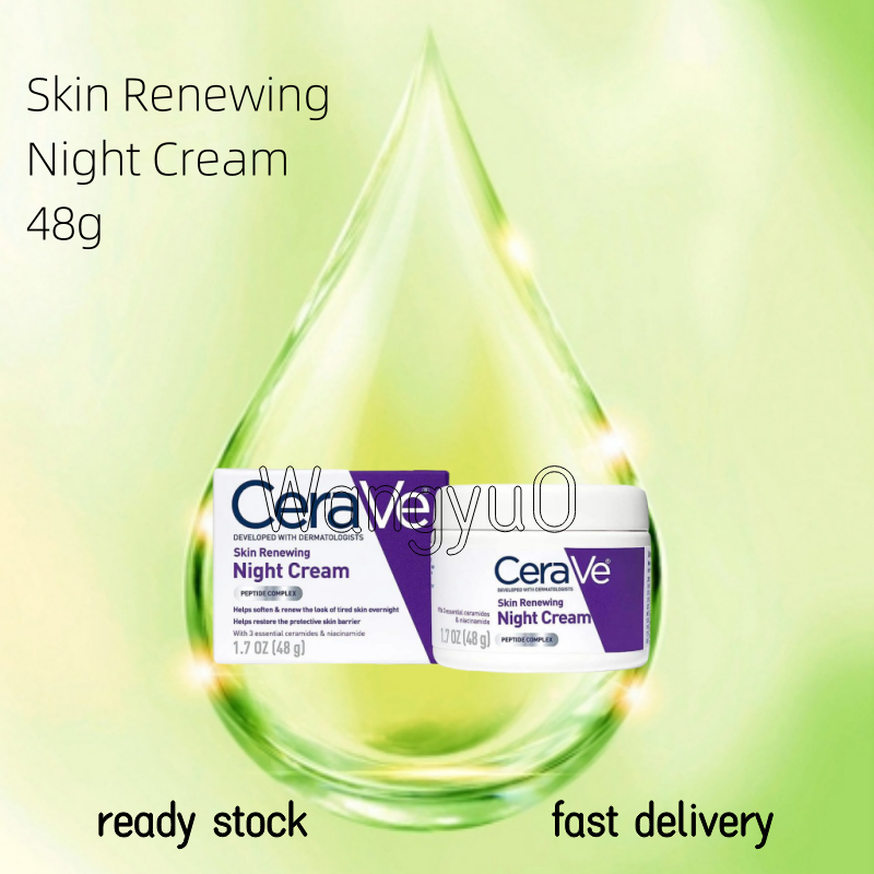 Sg Stock Cera Ve Skin Renewing Night Cream for Face 48g สูตรอ่อนโยน ไม่ระคายเคือง ลดริ้วและริ้วรอย