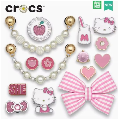Jibbitz Charm Crocs Jibbitz Hello kitty set โลหะคุณภาพสูง