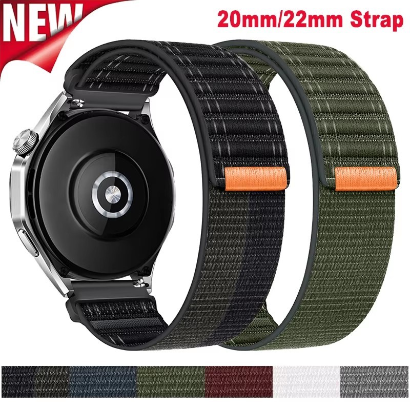 สายรัดไนลอนถักเข้ากันได้สําหรับ Samsung Galaxy Watch 7 6 5 4 40 มม.44 มม.สร้อยข้อมือไนลอนสําหรับ Huawei GT 2e 3 4 Band 20 มม.22 มม.