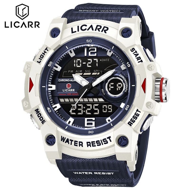 นาฬิกาดิจิทัลแฟชั่นยี่ห้อ LICARR นาฬิกาสปอร์ตกันน้ําสําหรับผู้ชาย 9537