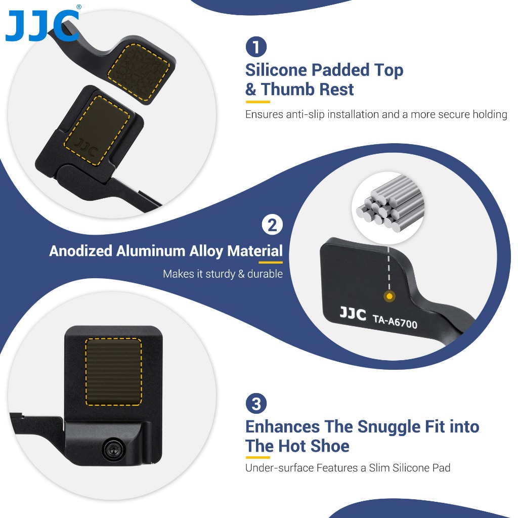 JJC TA-A6700 กล้องโลหะ Thumb Grip สําหรับ Sony A6700 ที่จับนิ้วหัวแม่มือกล้อง อะลูมิเนียมอัลลอย อุปกรณ์เสริม สําหรับ