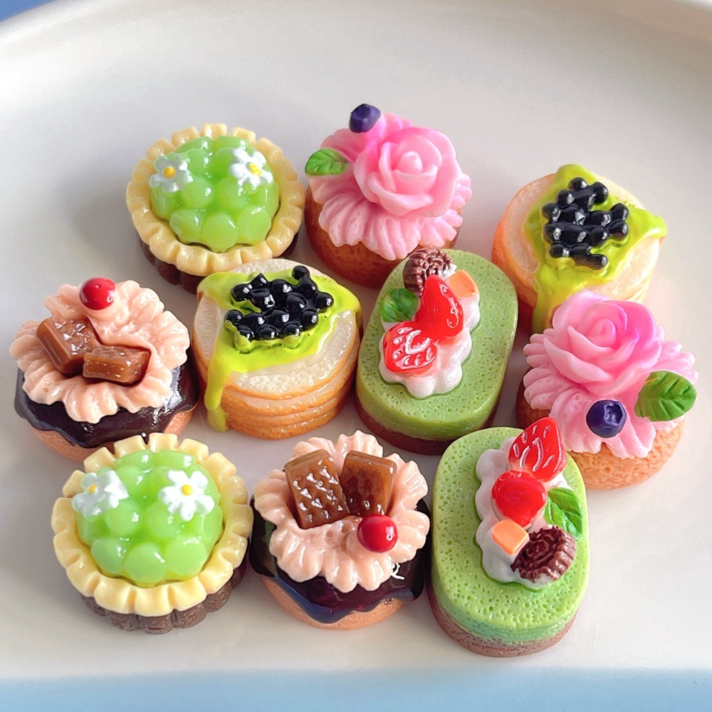 [20 ประเภท] 10 ชิ้นเค้กรูปขนมหวานเรซิ่นตกแต่งงานฝีมือ Flatback สําหรับเคสโทรศัพท์ตกแต่งตกแต่ง DIY อุปกรณ์เสริม