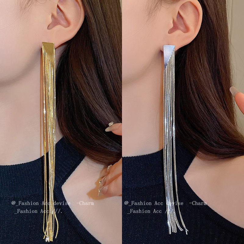 ทองเคลือบด้วยไฟฟ้าเข็มเงินต่างหูพู่ยาวยุโรปและสหรัฐอเมริกาแฟชั่นต่างหูลมหนาวขนาดเล็กความรู้สึกระดับไฮเอนด์หูขายส่ง