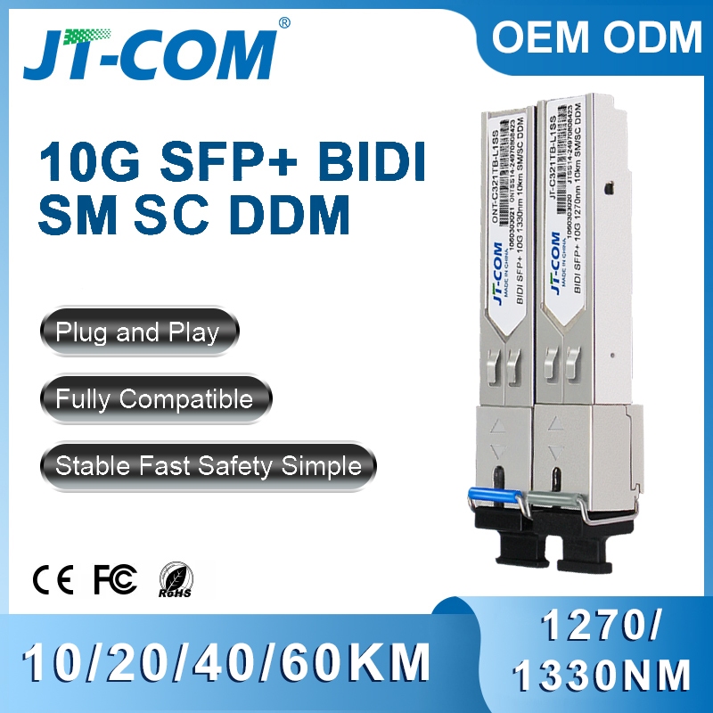 JT-COM a  Pair BIDI SFP+ Module 10g SC 10KM/20KM/40KM/60KM BIDI SFP + โมดูล SM 1270/1330nm Single Mo