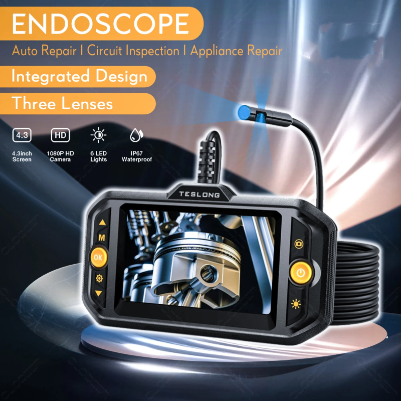 5.5/7/8 มม.4.3in 1080P Triple เลนส์ควบคุมยานยนต์ Endoscope Boroscope Ingoscope กล้องสําหรับรถยนต์อุป