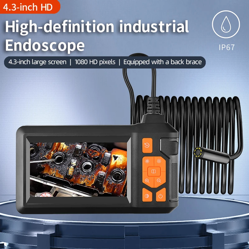 อุตสาหกรรม Dual Endoscope กล้อง 8 มม.HD1080P 4.3 นิ้วหน้าจอ IPS 1080P ท่อกล้องตรวจสอบสําหรับซ่อมรถยน