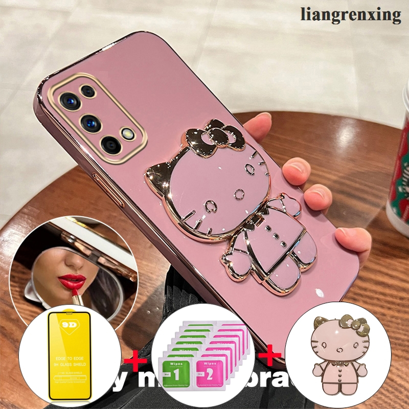 เคส ปลอก realme 7 Pro realme 7i realme C17 โทรศัพท์กรณี softcase ซิลิโคนกันกระแทกที่ครอบการออกแบบใหม่ความงามแมวกับผู้ถือกระจก ddmktm02