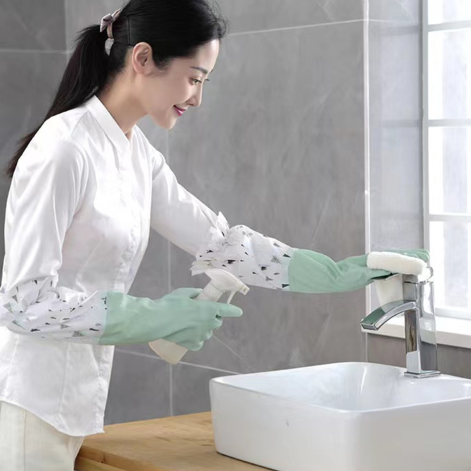 ถุงมือล้างจานยาว สไตล์ญี่ปุ่น แบบหนา กันน้ำ ขนาด 50 ซม. มีให้เลือก 3 สี - รูปที่ 3