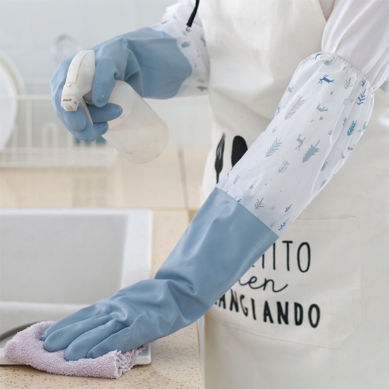 ถุงมือล้างจานยาว สไตล์ญี่ปุ่น แบบหนา กันน้ำ ขนาด 50 ซม. มีให้เลือก 3 สี - รูปที่ 2